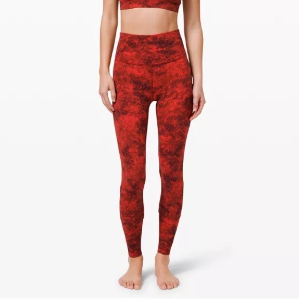 Lululemon Red Patterned Align HR Leggings 6 high rise activewear sports yoga run